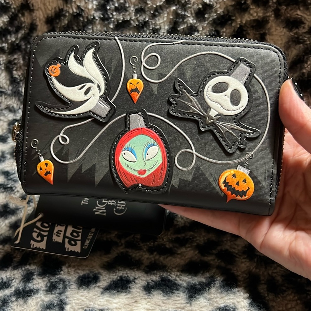 Loungefly The Nightmare Before Christmas Black Wallet with Character Appliqués